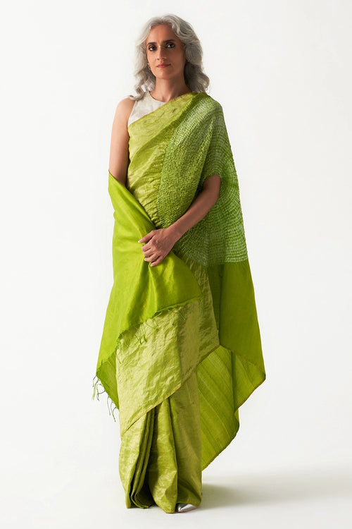 The Metallic Green Handsfree Saree