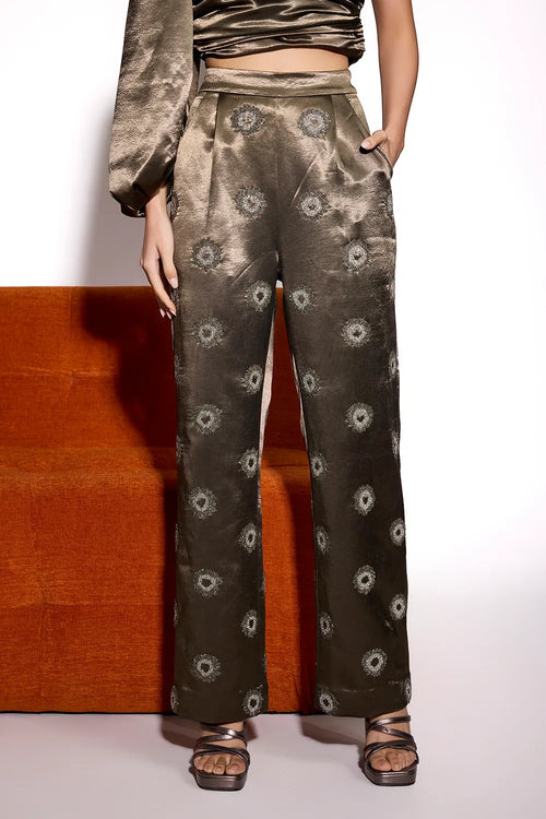 Dusky Olive Embroidered Pant