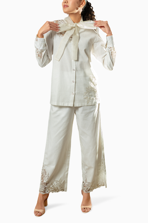 White Linen Tone On Tone Co-ord Set