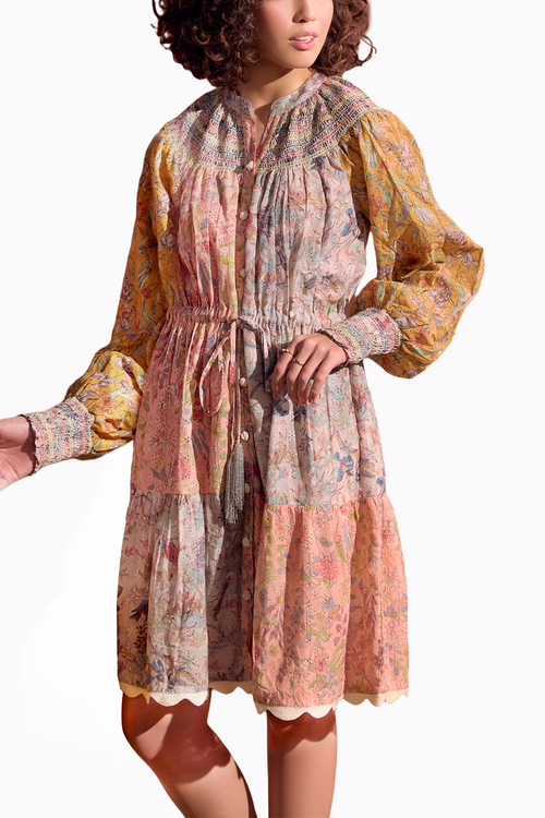 Pastel-Hue Dainty Smoked Dress