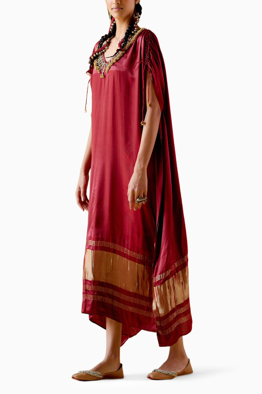 Amor Maroon Kaftan Dress