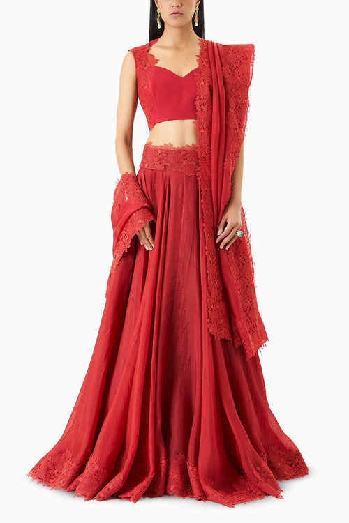 Niamb Red Lehenga Set