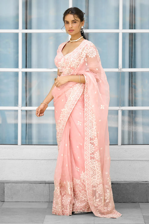 Whispers Of Rose Hand Embellished Sari with Blouse
