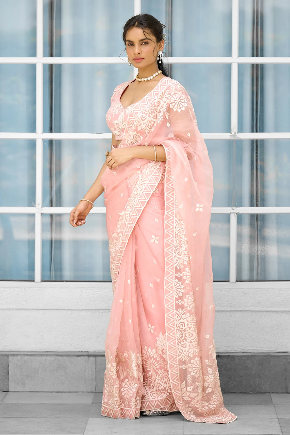 Whispers Of Rose Hand Embellished Sari with Blouse