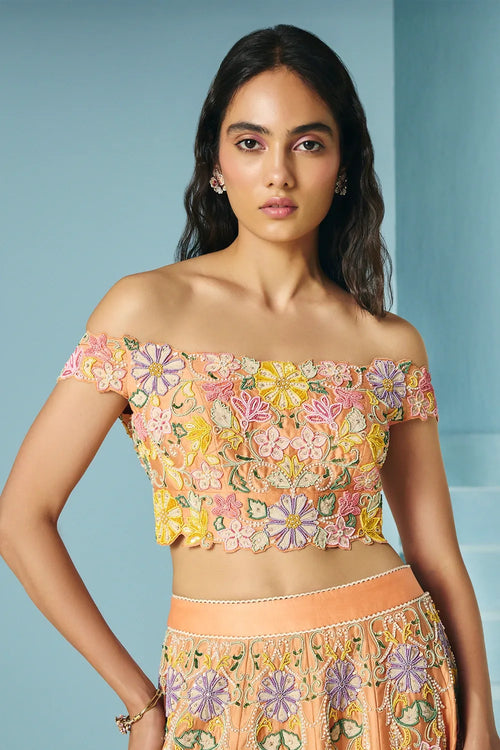 Orange Contrast Cordwork Bustier