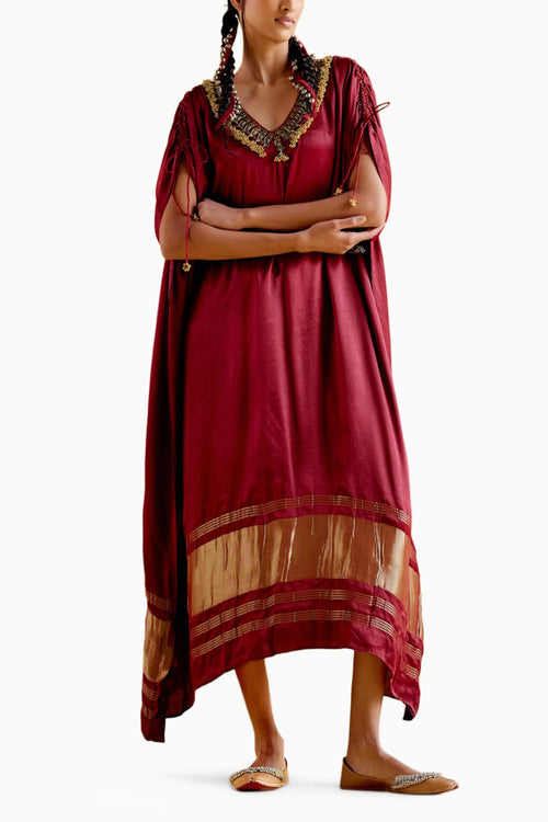 Amor Maroon Kaftan Dress