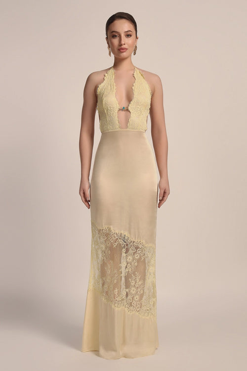 Capri Yellow Iris Backless Dress