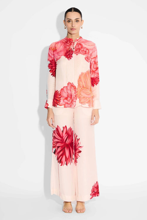 Floral Print Pintuck Shirt