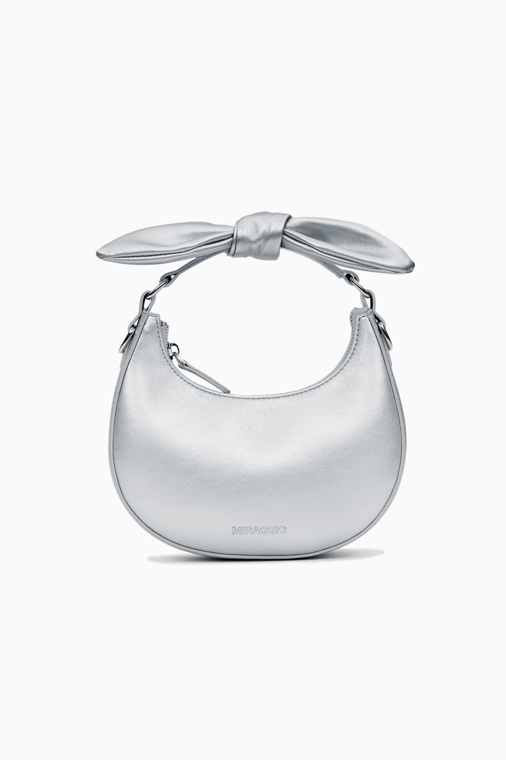 Cupid Metallic Silver Bow Crossbody Bag