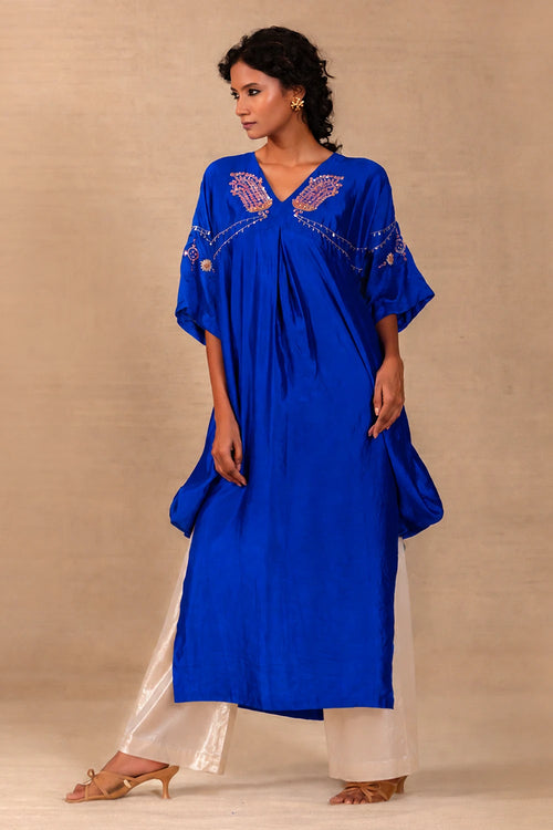 Silsila Blue Paisley Kaftan Set