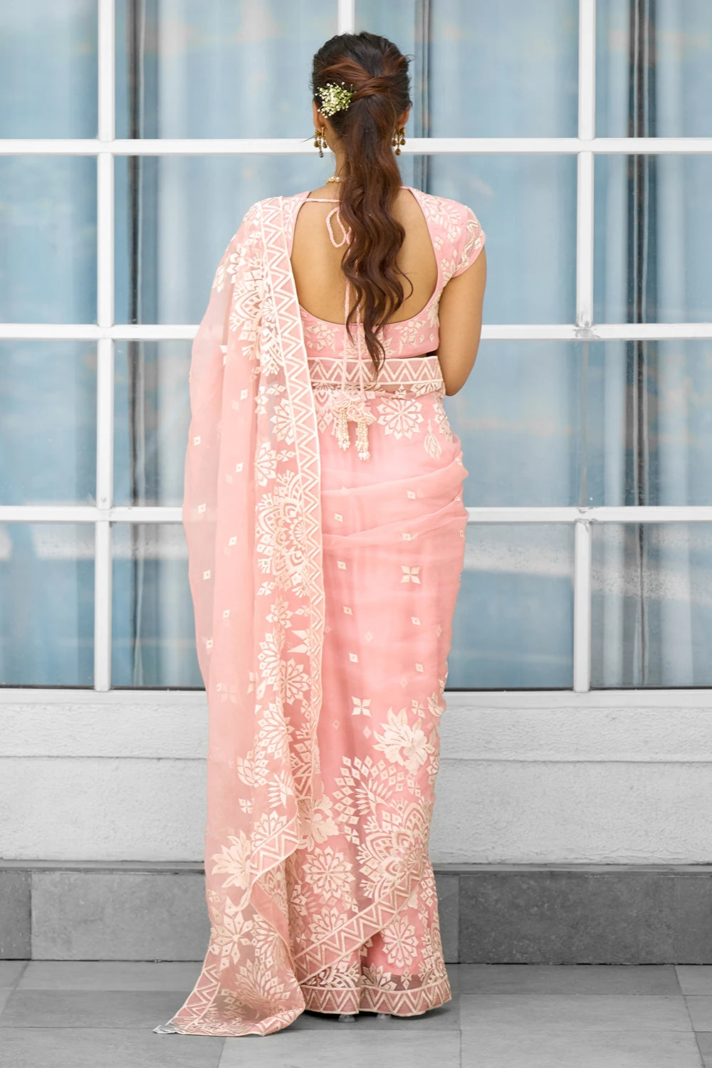 Whispers Of Rose Hand Embellished Sari with Blouse