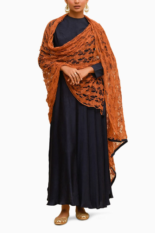 Blue Anarkali Dupatta Set