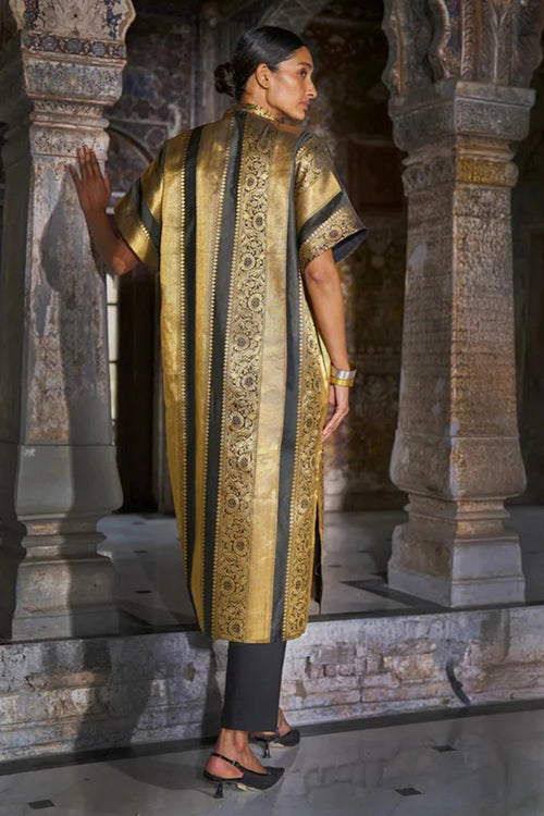 Benares Brocade Striped Longline Shirt