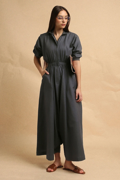 Ash Gray Collar Sphara Jumpsuit