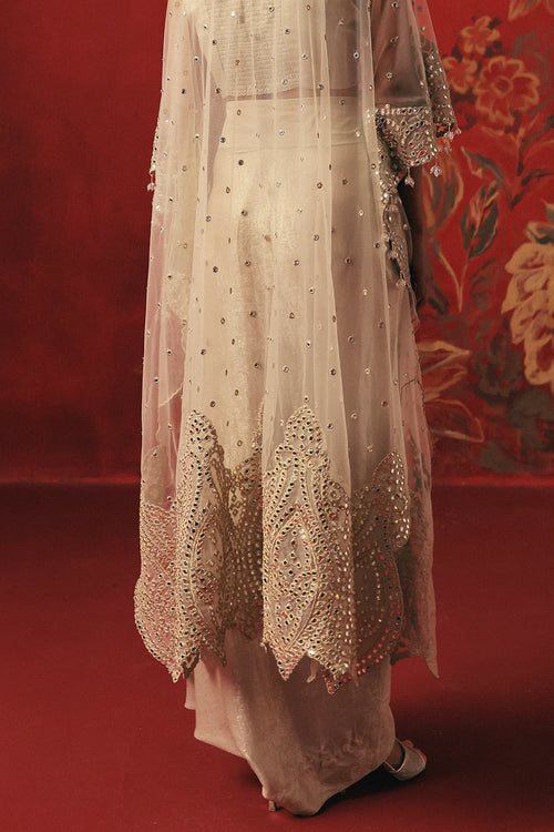 Pearl Silver Mirrorwork Cape Set