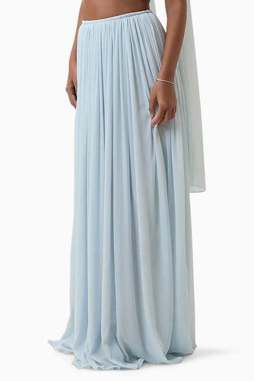 Blue Morgana Gathered Maxi Skirt