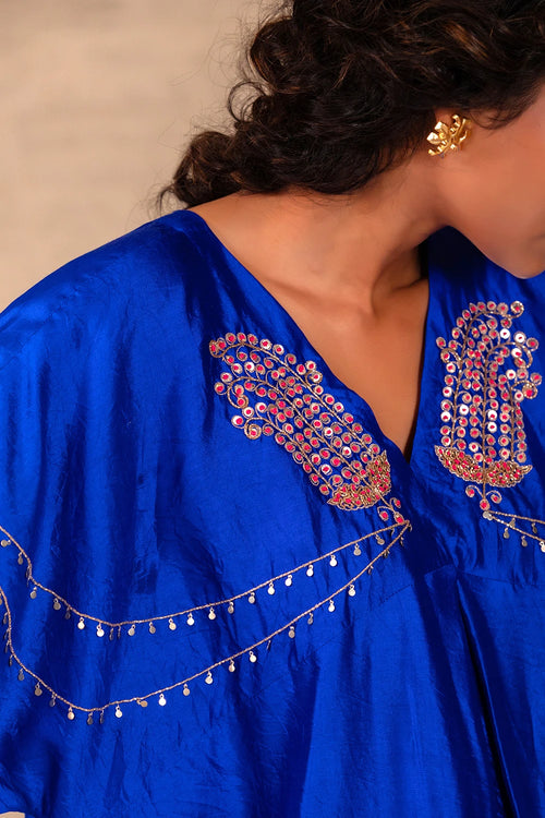 Silsila Blue Paisley Kaftan Set