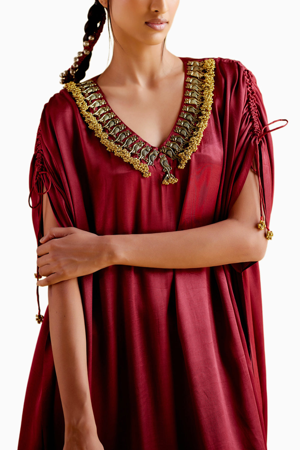 Amor Maroon Kaftan Dress