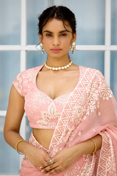 Whispers Of Rose Hand Embellished Sari with Blouse