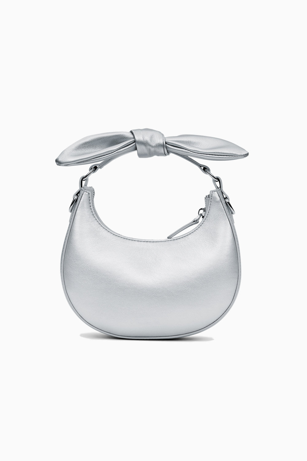 Cupid Metallic Silver Bow Crossbody Bag