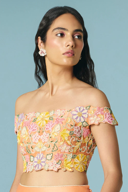 Orange Contrast Cordwork Bustier