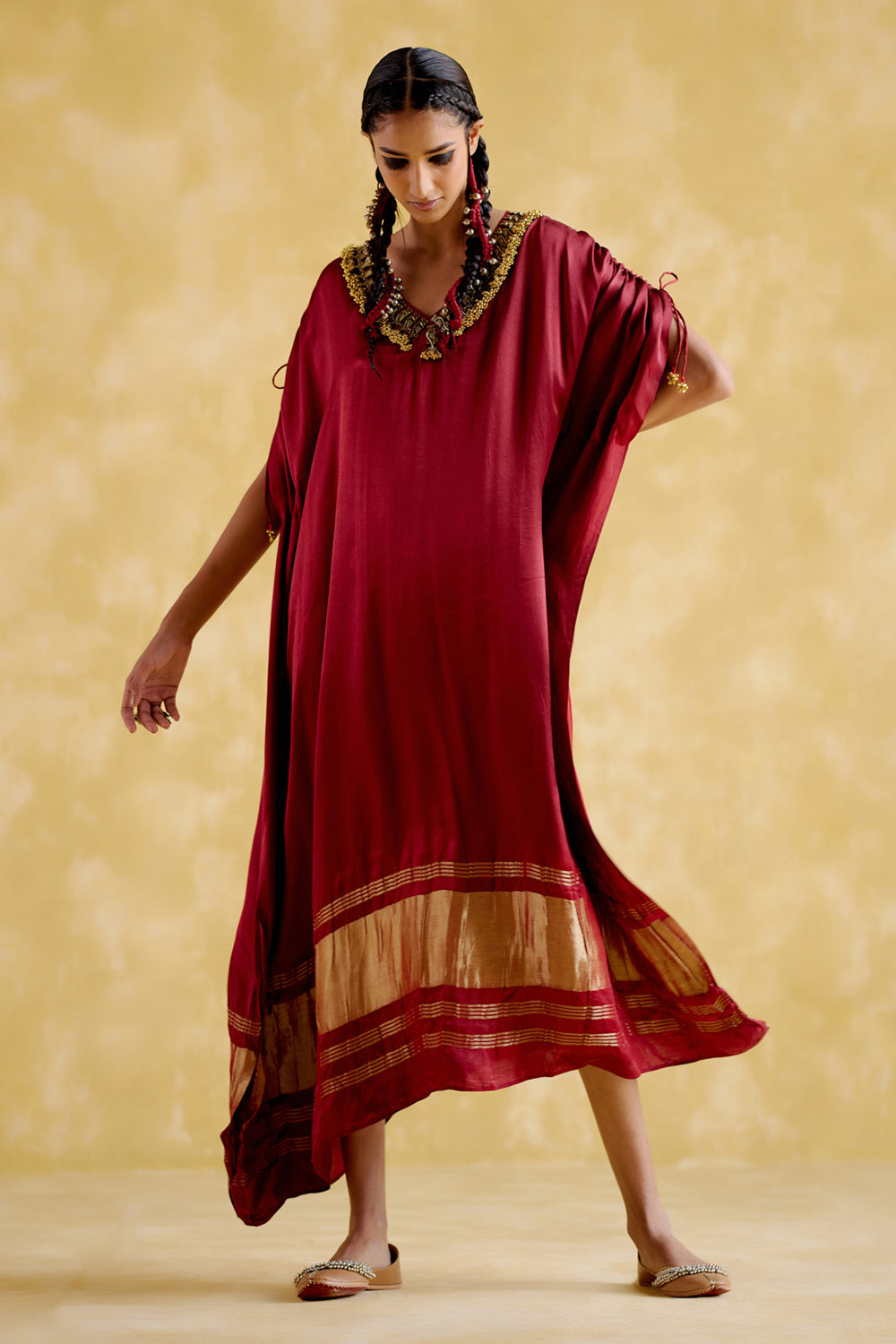 Amor Maroon Kaftan Dress