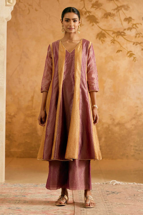 Amber Crush Tissue Anarkali With Pants