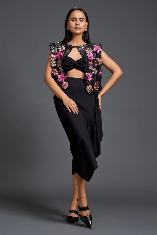 Laser-Cut Floral Cape Co-ord Set
