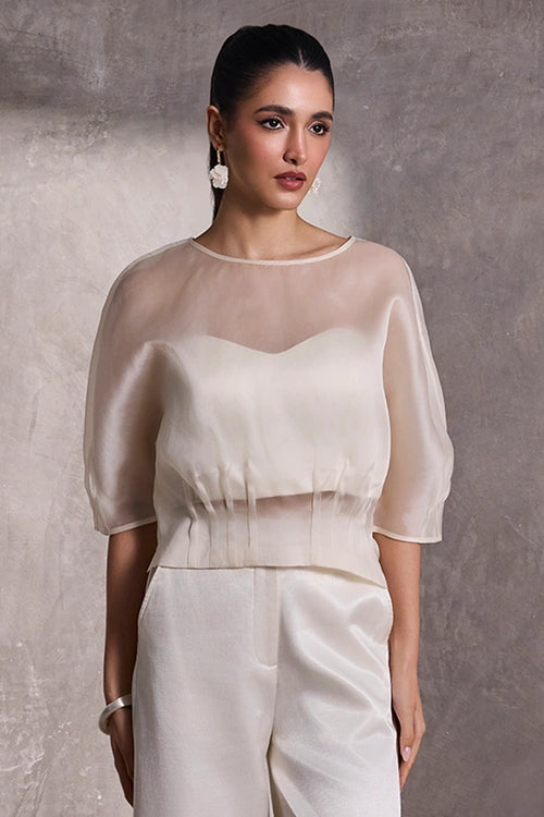 Ivory Gajji Silk Bustier