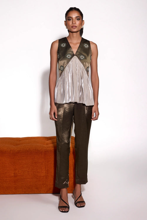 Dusky Olive Embroidered Top