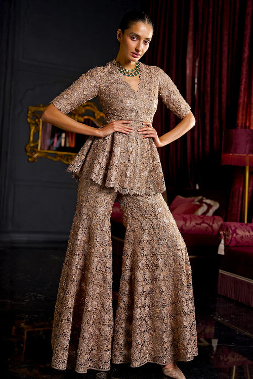 Embroidered Lace Flared Pant