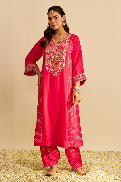 Esra Hotpink Long Chauga with Salwar