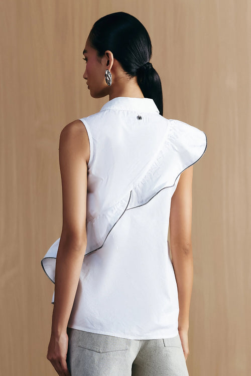 White Zipper Frill Shirt