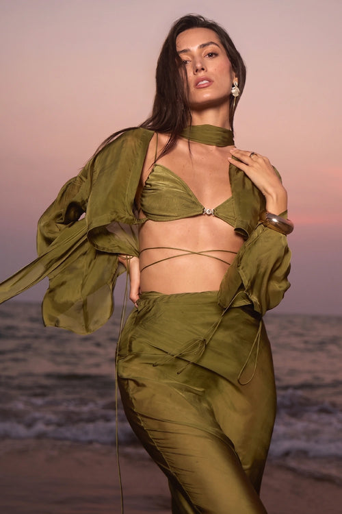 Olive Twilight Crop Shirt