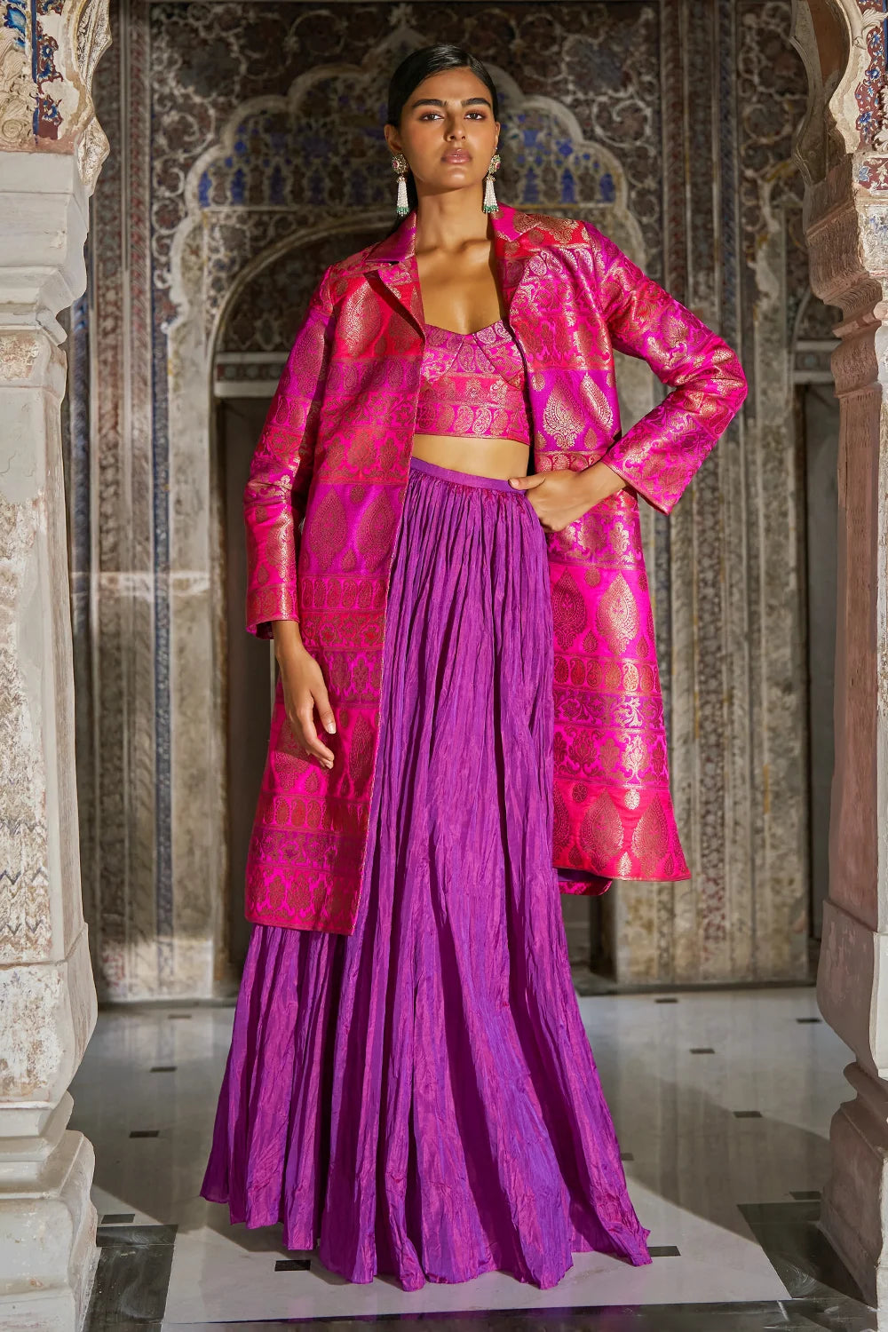 Benares Tissue Stripe Kaftan Top