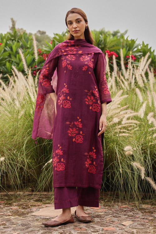 Amethyst Cotton Applique Kurta Set
