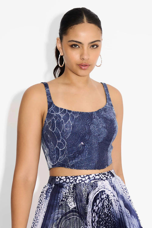 Swirl Blue Sequin Corset