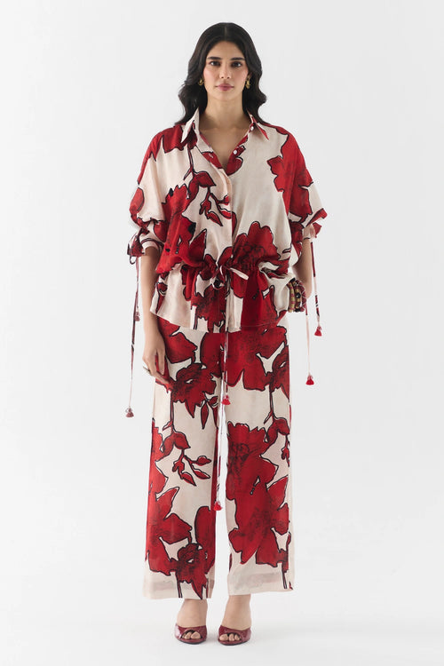 Rosalie Drawstring Shirt And Trousers Set
