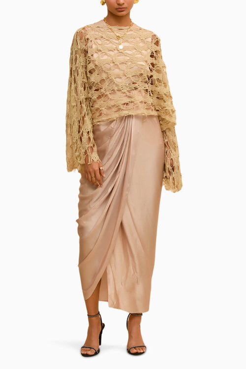 Bodice Drape Dress With Overlay