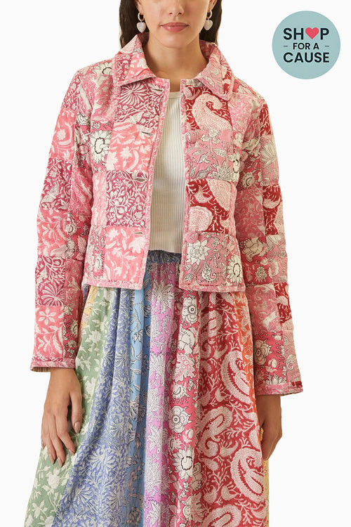 Pink Patchwork Quilted Jacket