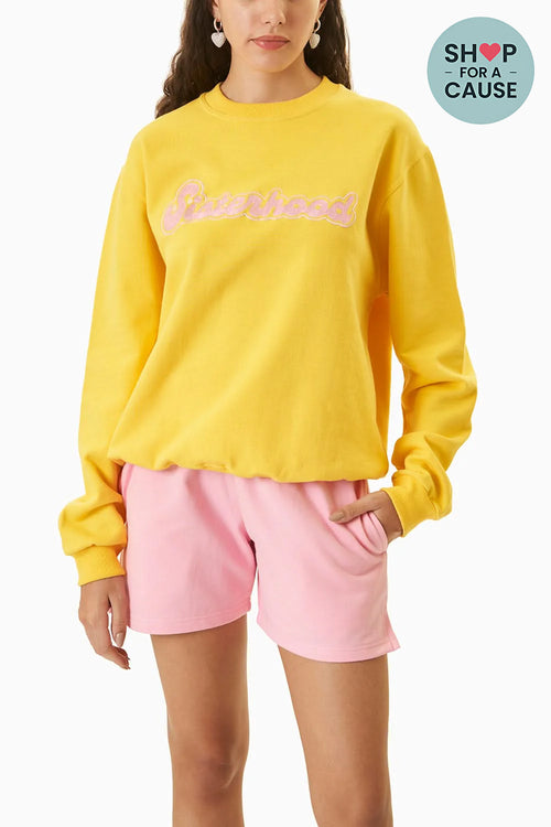 Yellow Sisterhood Embroidered Sweatshirt With Kullu Shorts