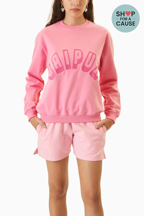Pink Jaipur Embroidered Sweatshirt With Kullu Shorts