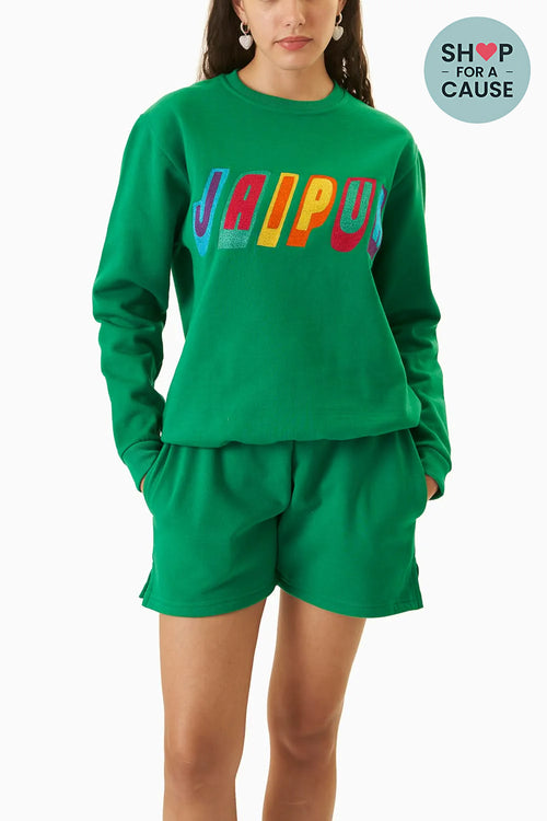 Green Jaipur Embroidered Sweatshirt