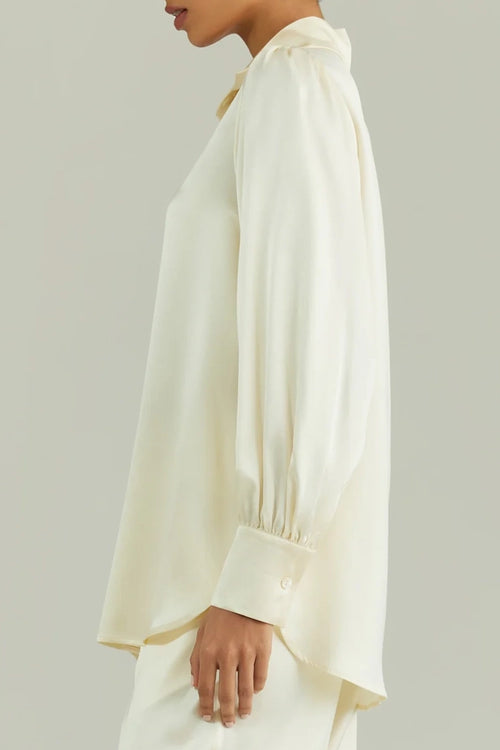 Cream Silk Bishop Sleeved Shirt