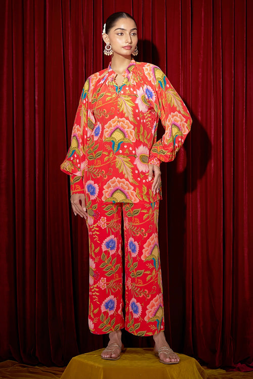 Vanya Ruby Red Co- Ord Set