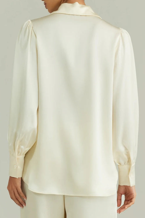 Cream Silk Bishop Sleeved Shirt