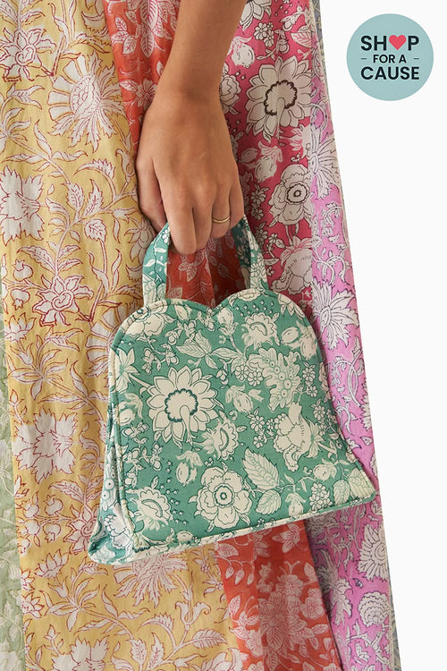 Green Floral Sweetheart Bag