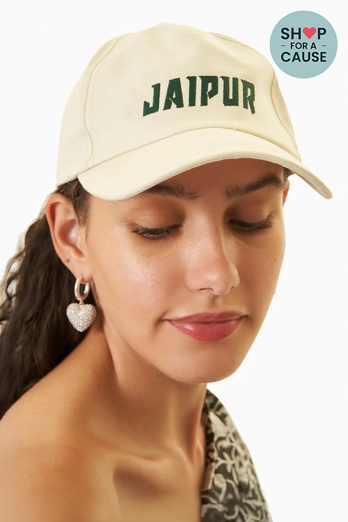 White Jaipur Embroidered Cap