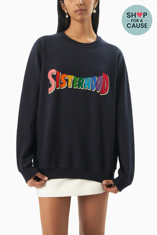 Blue Sisterhood Embroidered Sweatshirt