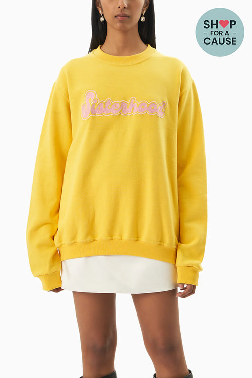 Yellow Sisterhood Embroidered Sweatshirt